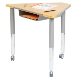 Really Good Stuff® Adjustable Bamboo Top Trapezoid Sensory Desk with Tray