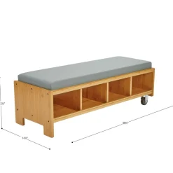 Really Good Stuff® Bamboo Bench Seat with Storage & Cushion