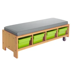 Really Good Stuff® Bamboo Bench Seat with Storage & Cushion