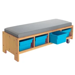 Really Good Stuff® Bamboo Bench Seat with Storage & Cushion
