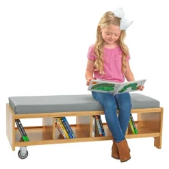 Really Good Stuff® Bamboo Bench Seat with Storage & Cushion