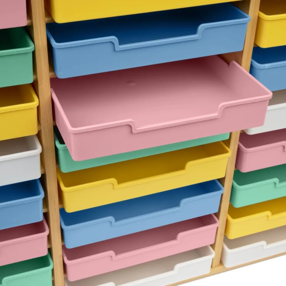 Really Good Stuff® Bamboo 27-Slot Mail Center With Bold Vibes Trays