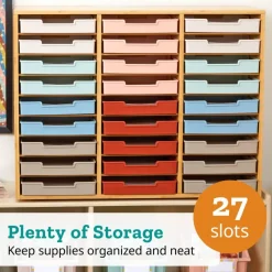 Really Good Stuff® Bamboo 27-Slot Mail Center With Boho Trays