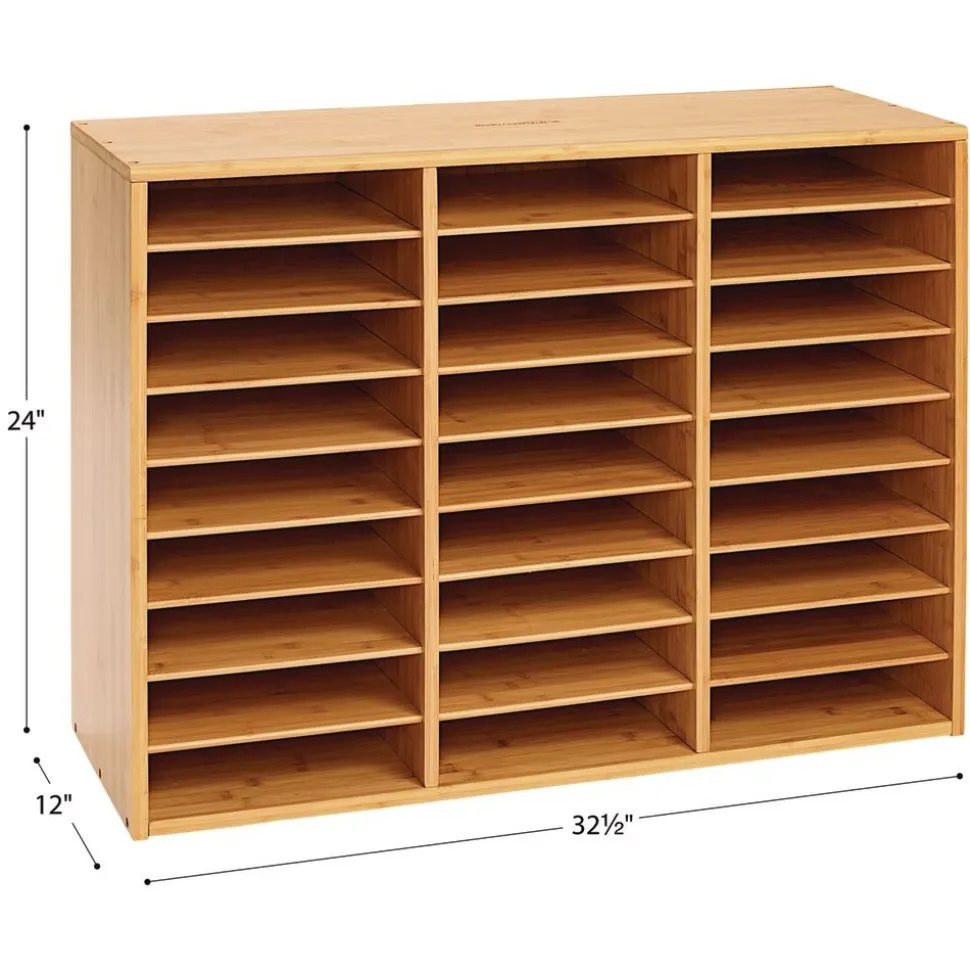Really Good Stuff® Bamboo 27-Slot Mail Center With Boho Trays