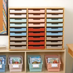 Really Good Stuff® Bamboo 27-Slot Mail Center With Boho Trays