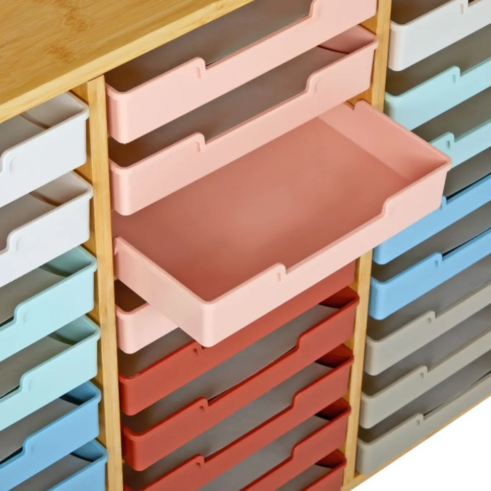Really Good Stuff® Bamboo 27-Slot Mail Center With Boho Trays