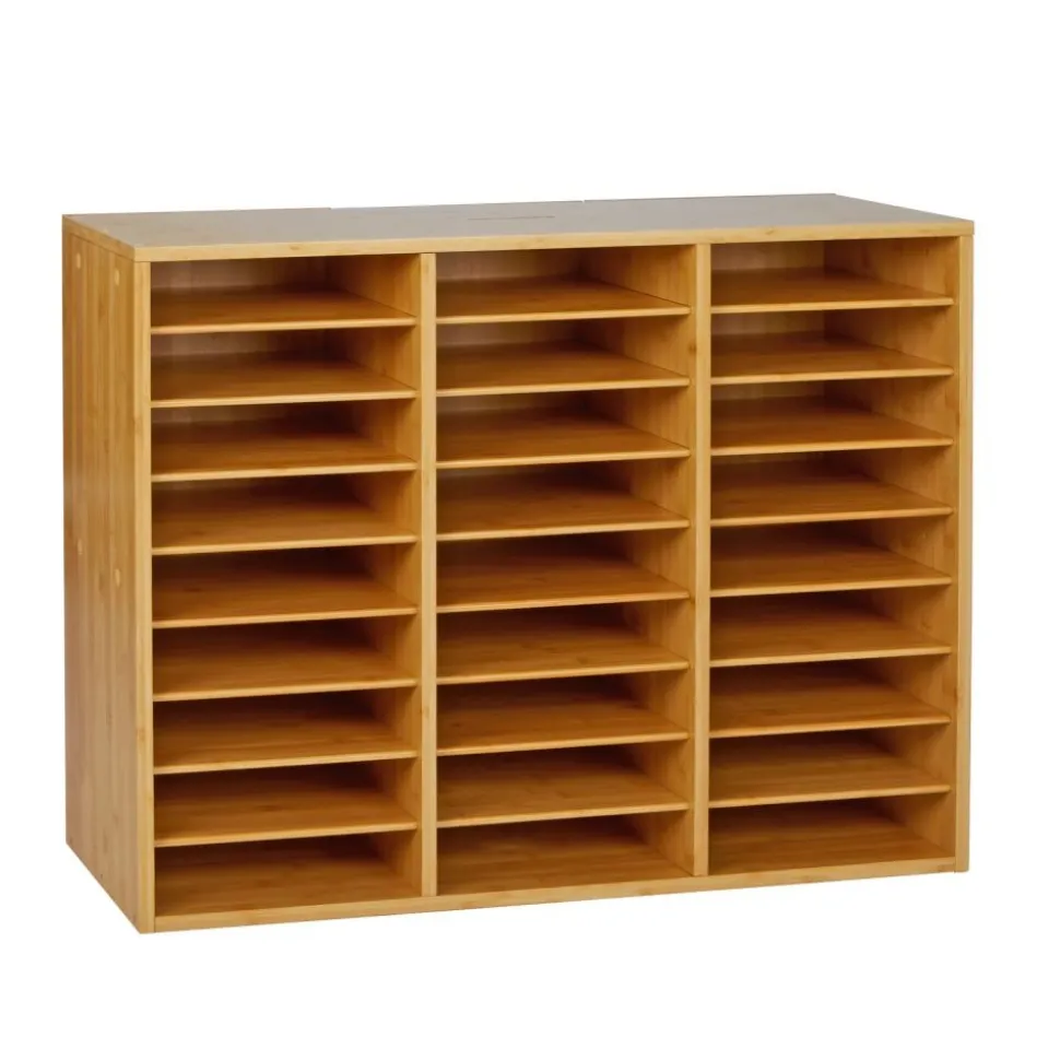 Really Good Stuff® Bamboo 27-Slot Mail Center With Boho Trays