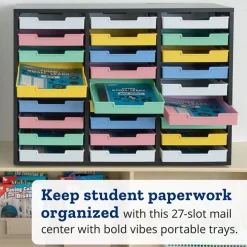 Really Good Stuff® Black 27-Slot Mail Center With Bold Vibes Trays