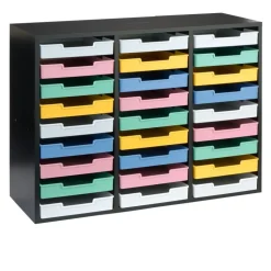 Really Good Stuff® Black 27-Slot Mail Center With Bold Vibes Trays