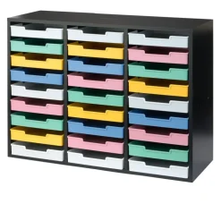 Really Good Stuff® Black 27-Slot Mail Center With Bold Vibes Trays