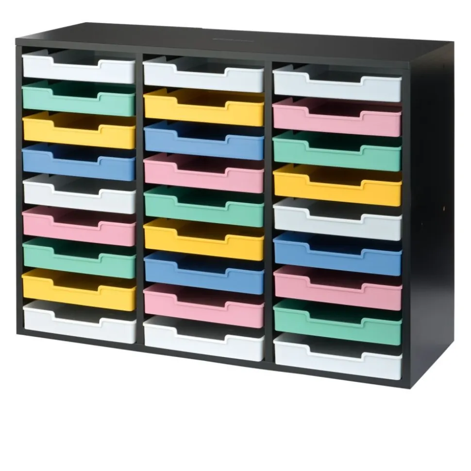 Really Good Stuff® Black 27-Slot Mail Center With Bold Vibes Trays