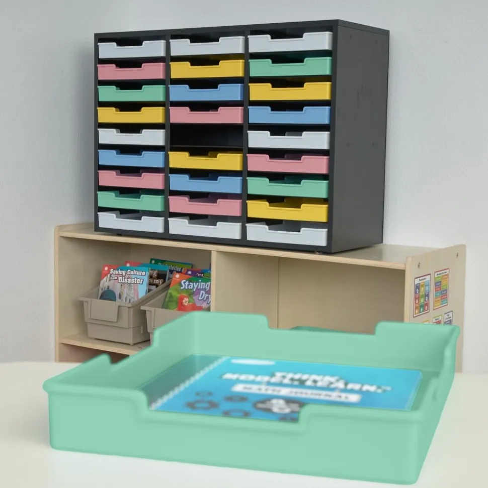 Really Good Stuff® Black 27-Slot Mail Center With Bold Vibes Trays