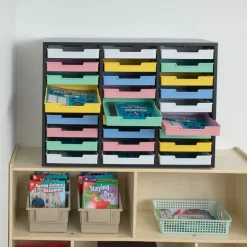 Really Good Stuff® Black 27-Slot Mail Center With Bold Vibes Trays