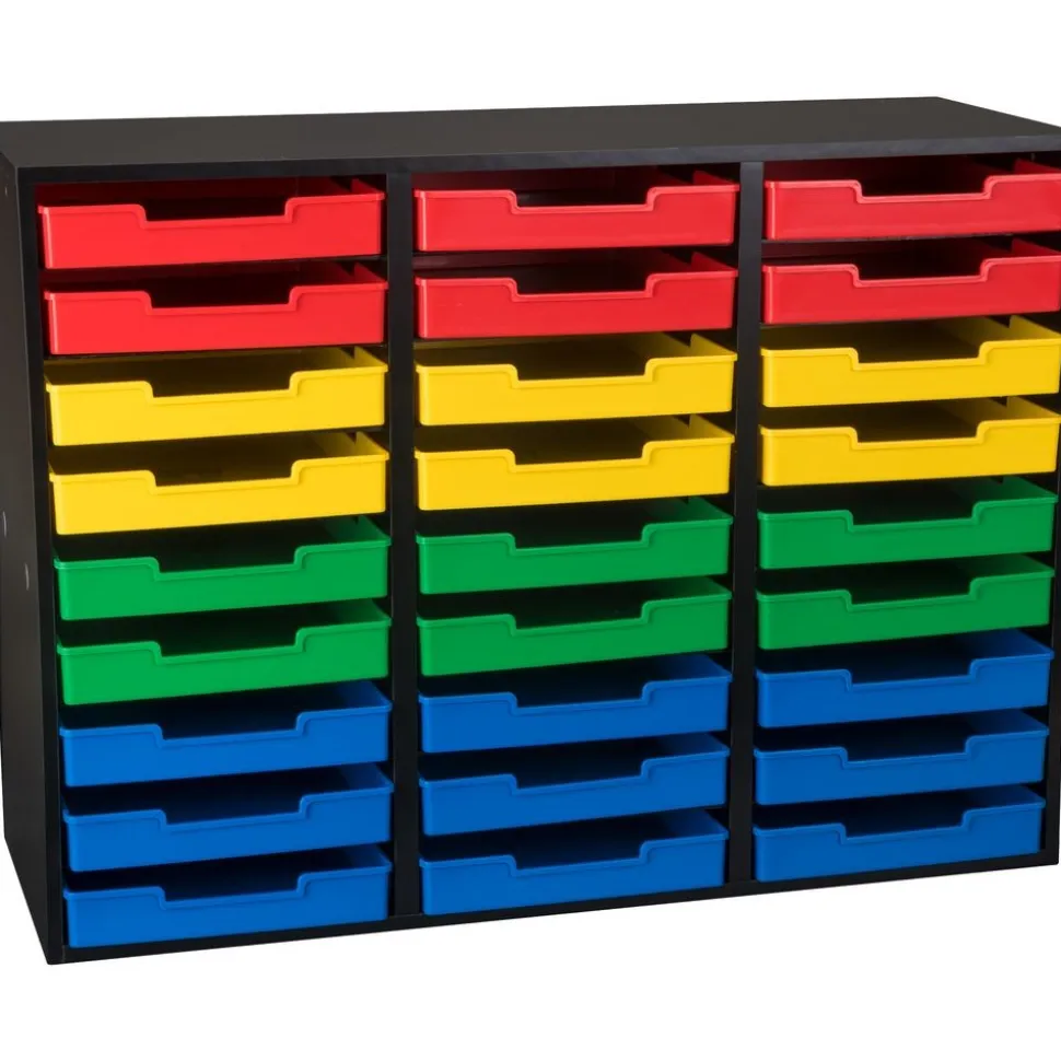 Really Good Stuff® Black 27-Slot Mail Center With Trays - 4-Color Grouping