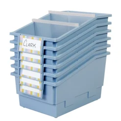 Really Good Stuff® Chapter Book Library Bins™ With Dividers - 6 Pack - Smoke Blue