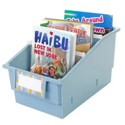 Really Good Stuff® Chapter Book Library Bins™ With Dividers - 6 Pack - Smoke Blue