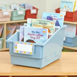 Really Good Stuff® Chapter Book Library Bins™ With Dividers - 6 Pack - Smoke Blue