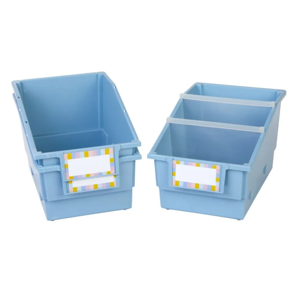 Really Good Stuff® Chapter Book Library Bins™ With Dividers - 6 Pack - Smoke Blue