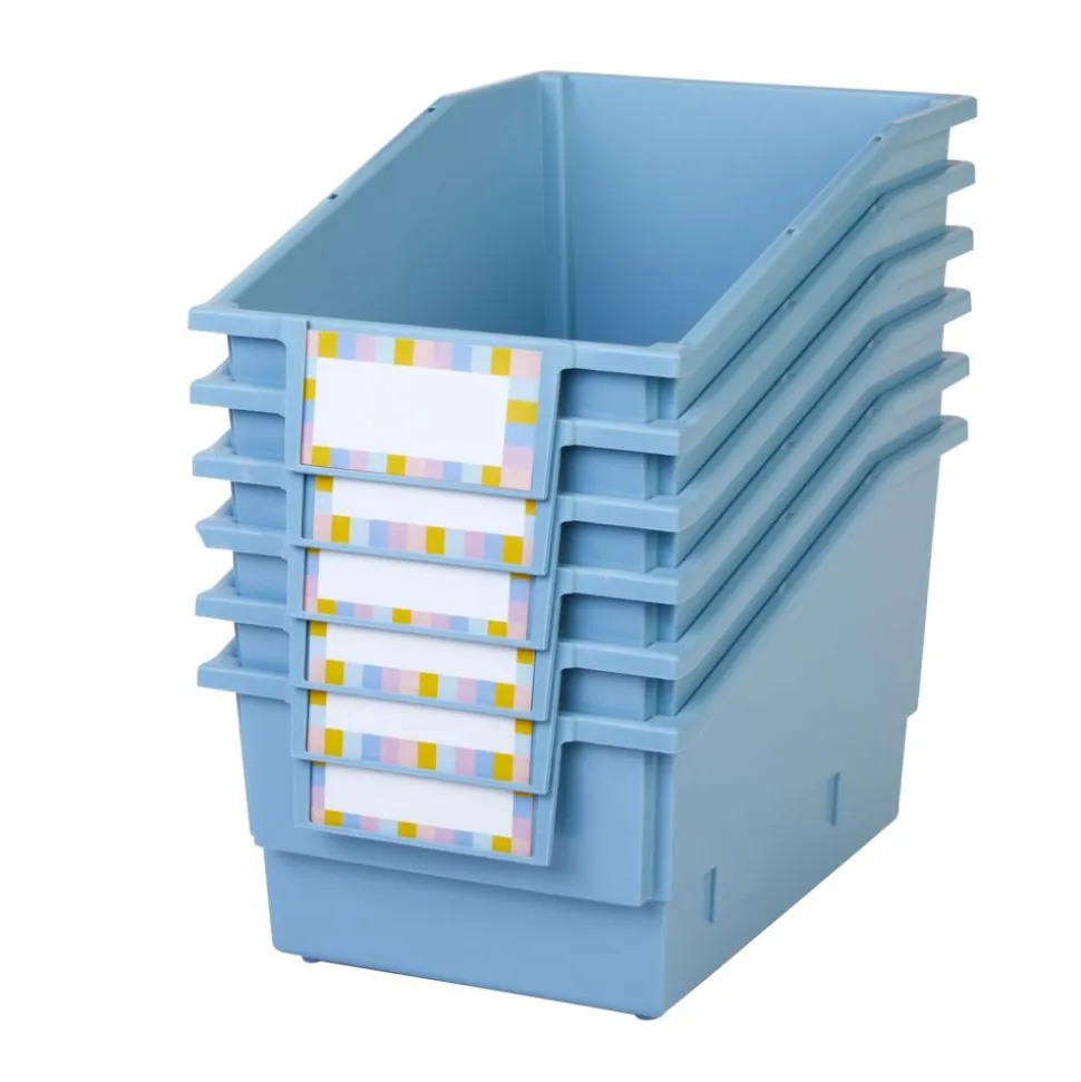 Really Good Stuff® Chapter Book Library Bins™ With Dividers - 6 Pack - Smoke Blue