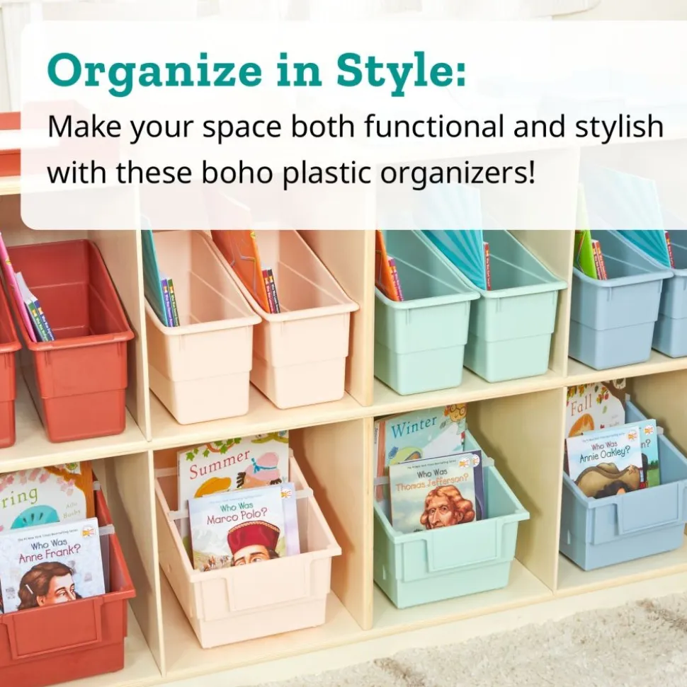 Really Good Stuff® Chapter Book Library Bins™ With Dividers - 6 Pack - Smoke Blue