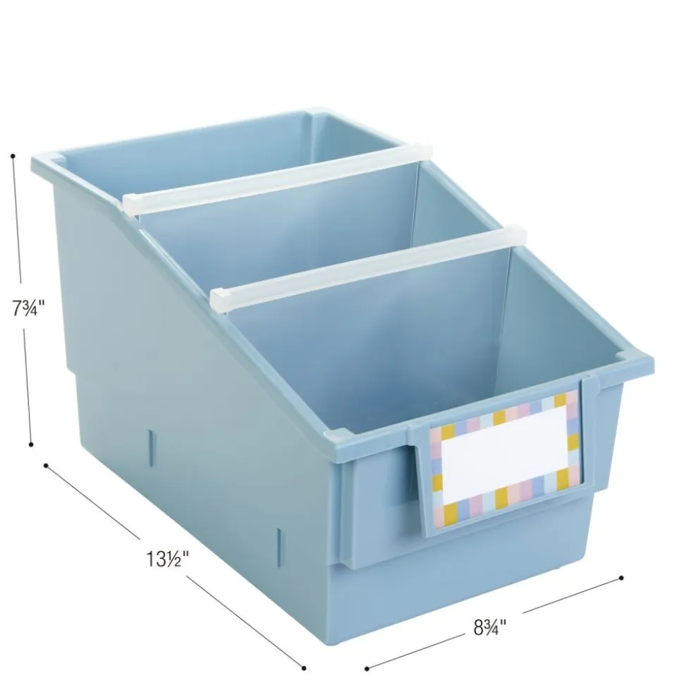Really Good Stuff® Chapter Book Library Bins™ With Dividers - 6 Pack - Smoke Blue