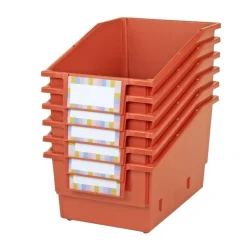 Really Good Stuff® Chapter Book Library Bins™ With Dividers - 6 Pack - Clay