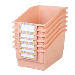 Really Good Stuff® Chapter Book Library Bins™ With Dividers - 6 Pack - Peach