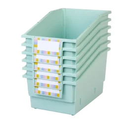 Really Good Stuff® Chapter Book Library Bins™ With Dividers - 6 Pack - Mint Green