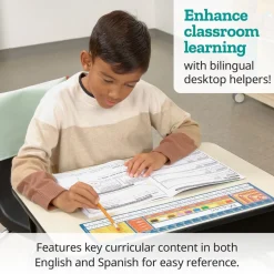 Really Good Stuff® Dual Language Desktop Helpers™ Intermediate, Vinyl, Self-Adhesive - Set of 24