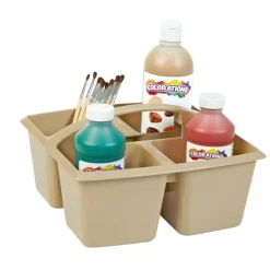 Really Good Stuff® Four Equal Compartment Caddies - Tan-6 Pack