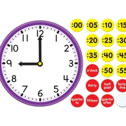 Really Good Stuff® Magnetic Clock Face with Movable Hands Magnets Set