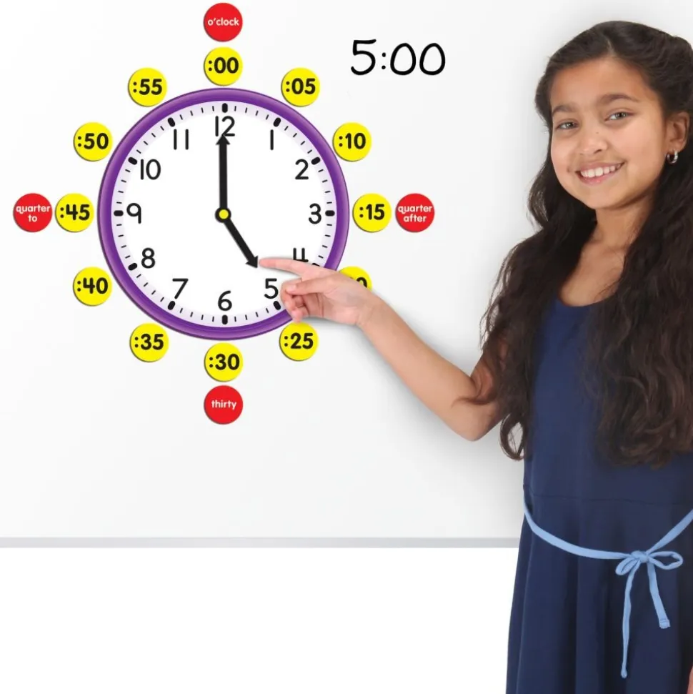 Really Good Stuff® Magnetic Clock Face with Movable Hands Magnets Set