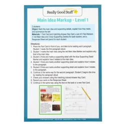 Really Good Stuff® Main Idea Markup Story Cards and Tags - Level 1