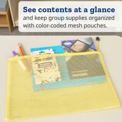 Really Good Stuff® Mesh Zipper Pouches - Grouping Colors - Set of 8