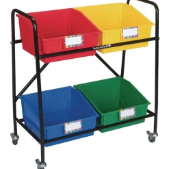 Really Good Stuff® Mid-Size Mobile Storage Rack With 4 Picture Book Bins™ - Grouping