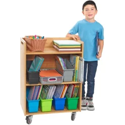 Really Good Stuff® Mobile 3-Tier Shelf in Solid Bamboo