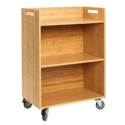 Really Good Stuff® Mobile 3-Tier Shelf in Solid Bamboo