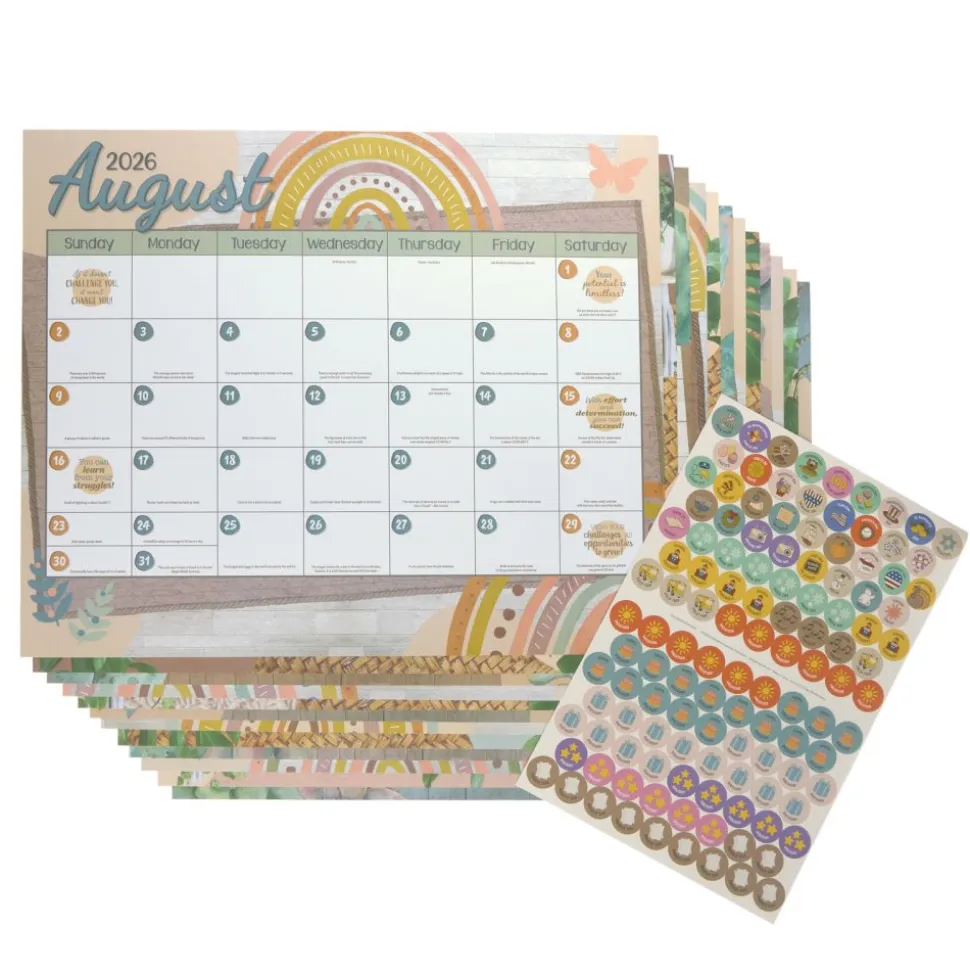 Really Good Stuff® Monthly Calendar Pages 2026-2027 - Boho