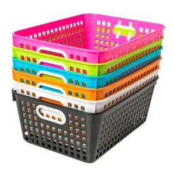 Really Good Stuff® Neon Pop 6-Pack Book Baskets, Large