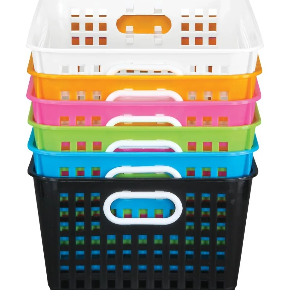 Really Good Stuff® Neon Pop 6-Pack Book Baskets, Large