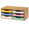 Really Good Stuff® Oak 6-Slot Mail Center With Bold Vibes Trays - 1 mail center, 6 trays