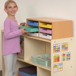 Really Good Stuff® Oak 6-Slot Mail Center With Bold Vibes Trays - 1 mail center, 6 trays
