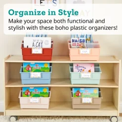 Really Good Stuff® Picture Book Classroom Library Bins™ With Dividers - 6 Pack - Boho