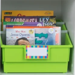 Really Good Stuff® Picture Book Library Bins With Dividers - Neon Set Of 4