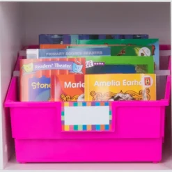 Really Good Stuff® Picture Book Library Bins With Dividers - Neon Set Of 4