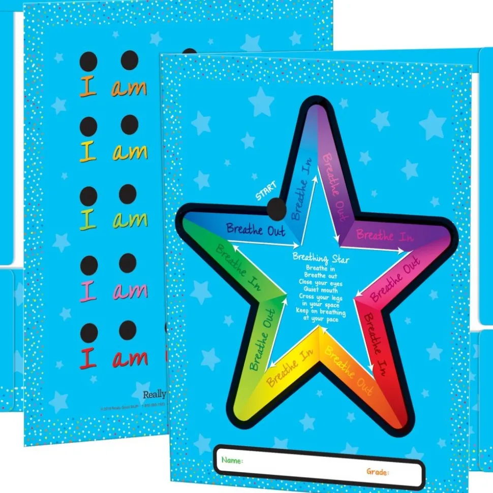 Really Good Stuff® Sensory Breathing Star Tactile Calming Folders - 2 Pocket - 12 Pack