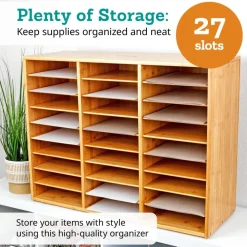Really Good Stuff® 27-Slot Bamboo Mail Center