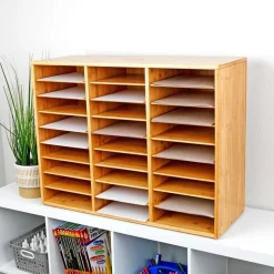 Really Good Stuff® 27-Slot Bamboo Mail Center