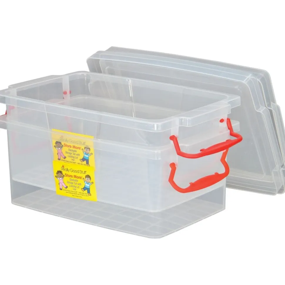 Really Good Stuff® Stackable Storage Tubs With Locking Lids