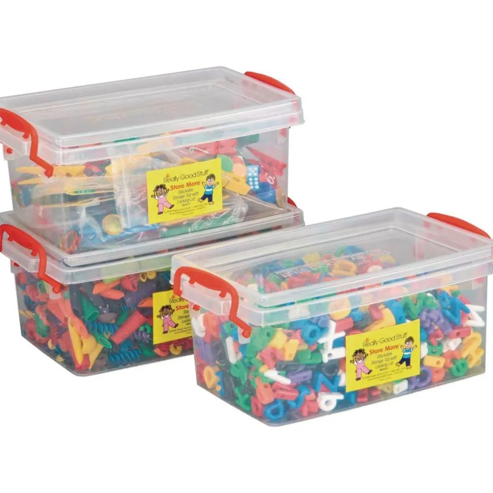 Really Good Stuff® Stackable Storage Tubs With Locking Lids, Medium